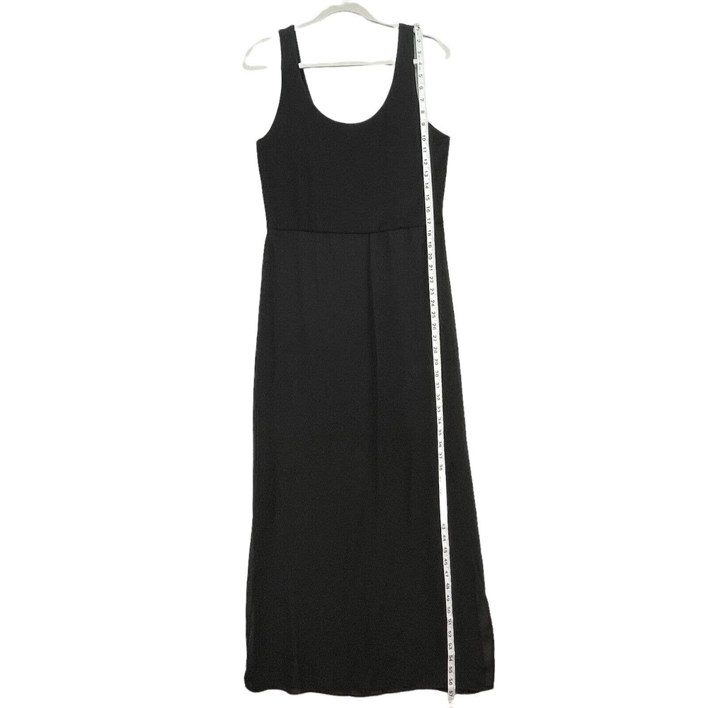 Vince Camuto Maxi Tank Dress Womens Sz Large Black Sheer Overlay Stretch Slits - Picture 9 of 10